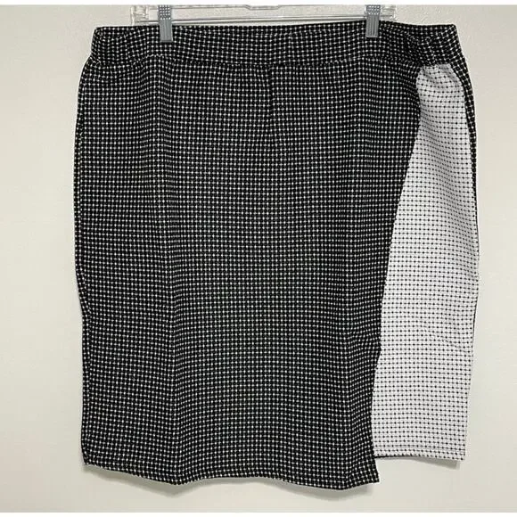 JESSICA LONDON Black and White Box Plaid Faux Wrap Skirt Size 18/20 NWT - Picture 9 of 10